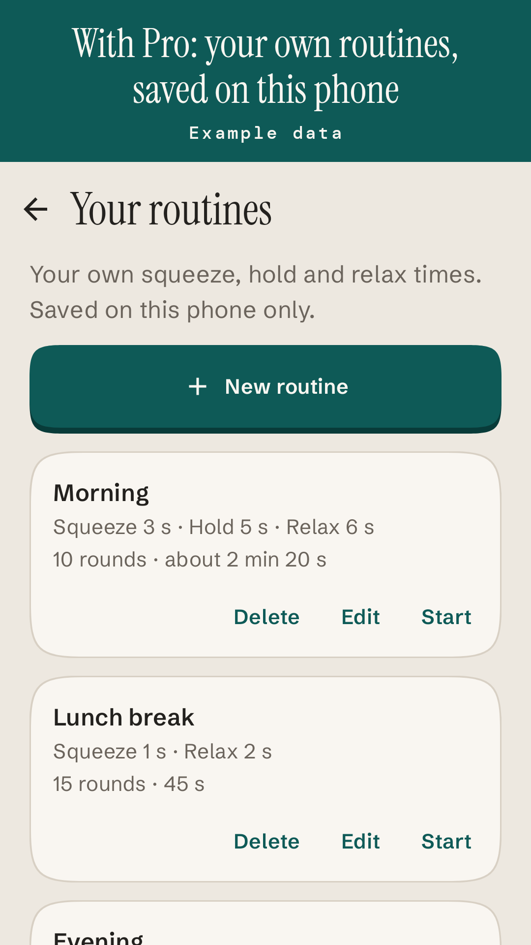 Your routines, a Steady Pro feature