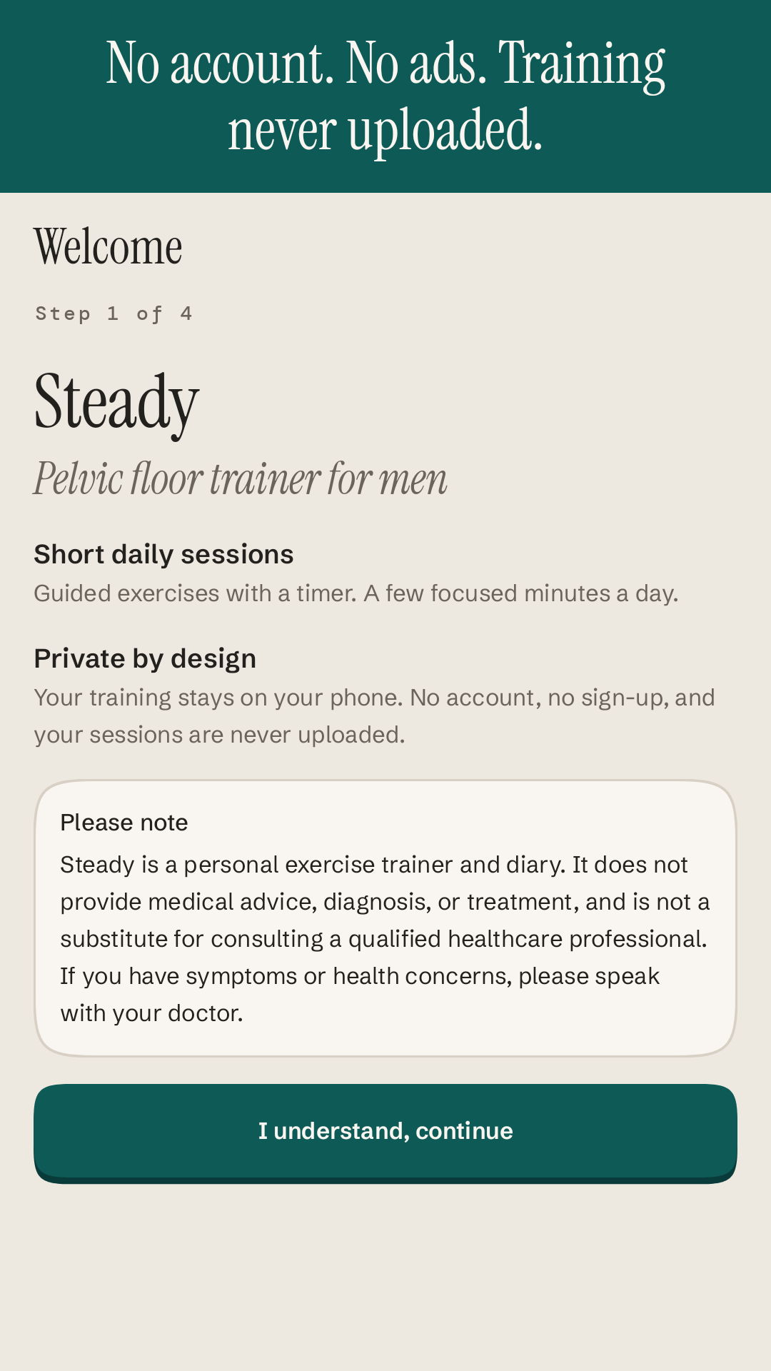 The privacy notice in Steady